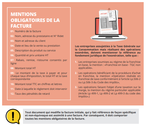 Mention obligatoire de la facture